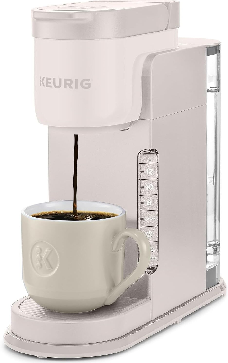 Keurig K-Express Single Serve K-Cup Pod Coffee Maker, 3 Brew Sizes, Strong Button Feature, 42oz Removable Reservoir, Warm Stone