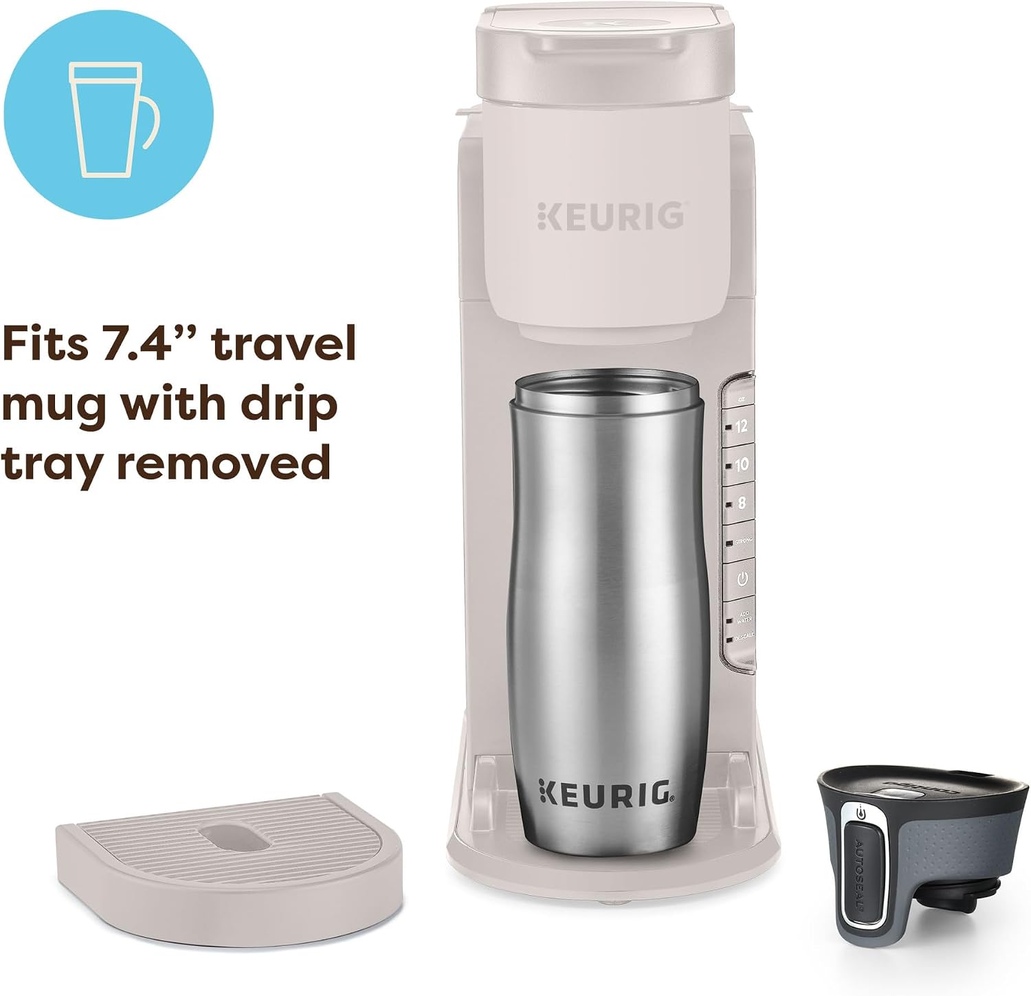 Keurig K-Express Single Serve K-Cup Pod Coffee Maker, 3 Brew Sizes, Strong Button Feature, 42oz Removable Reservoir, Warm Stone - Image 5