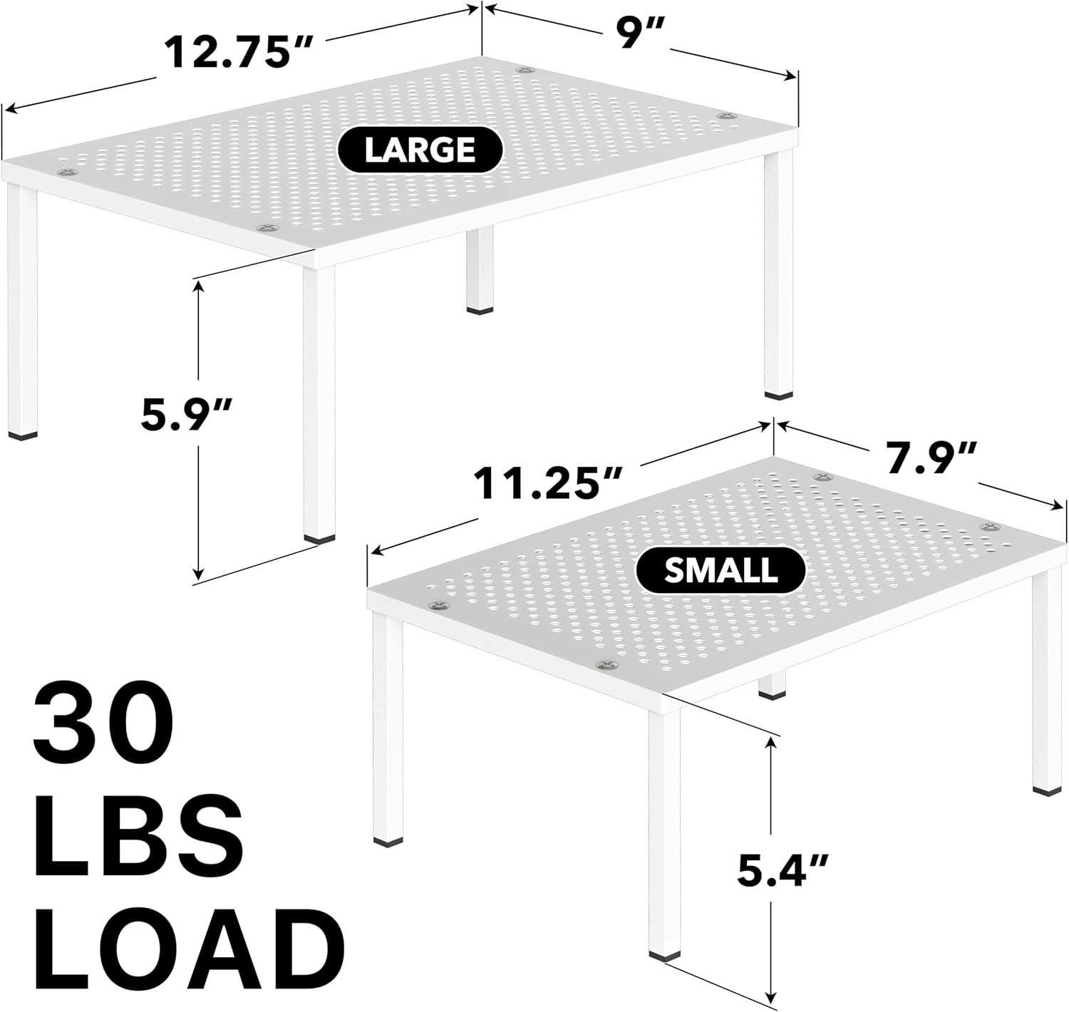 Simple Houseware Expandable Stackable Kitchen Counter Shelf Organizer, White, Metal Top, 11.25"L x 7.9"W x 5.4"H | Expandable & Stackable 9" D x 12.75" W x 5.9" H - Image 3